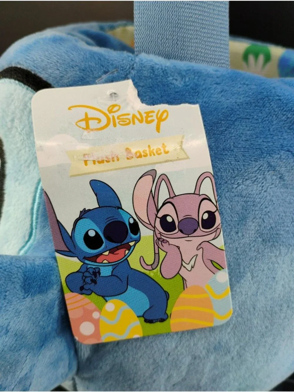 Disney Store Stitch Plush Easter Basket With Handle & Lined Interior